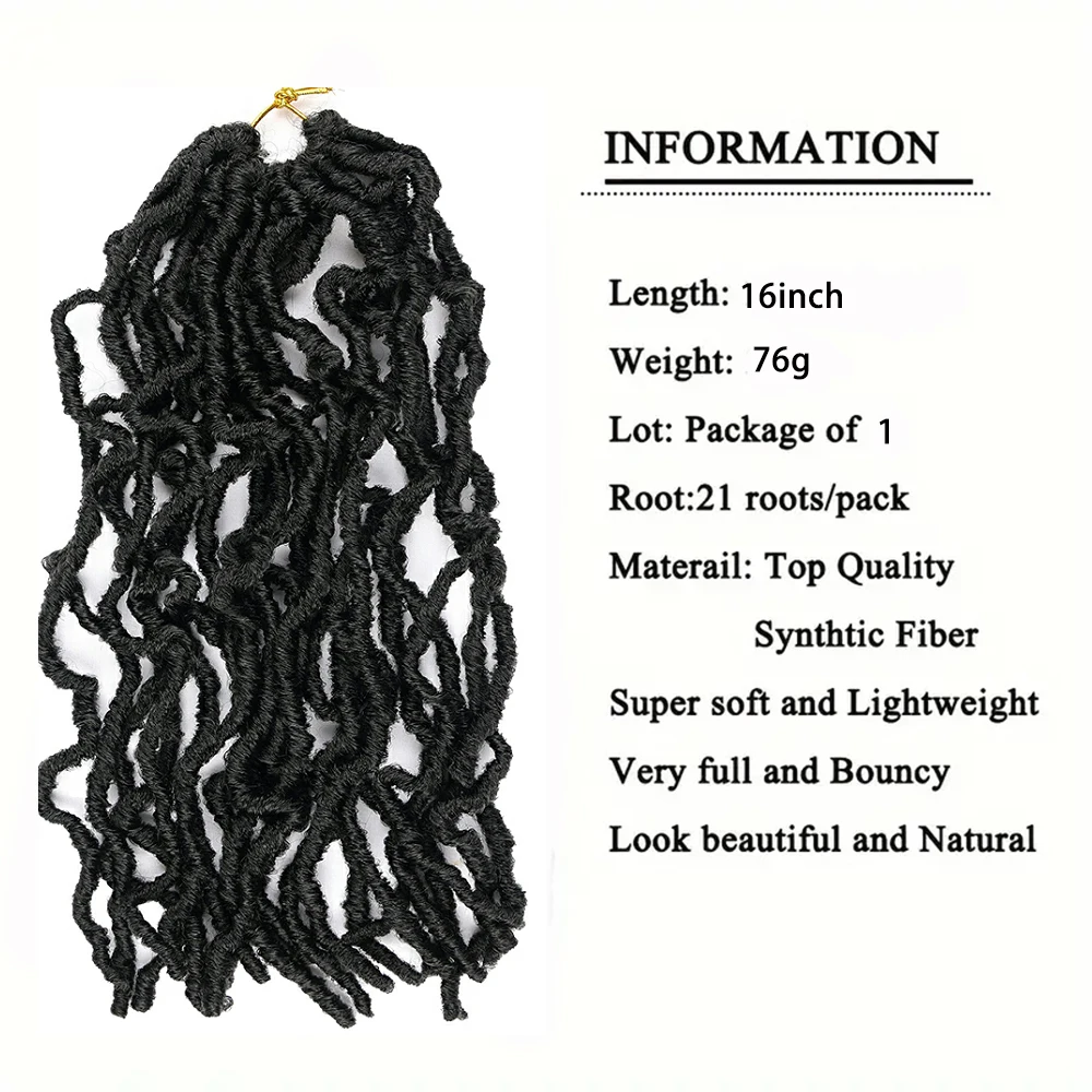 16inch 21 roots/pack Nu Faux Locs dreadlocks Curly Wavy crochet hook Hair Extensions Synthetic wigs African women Hair accessory