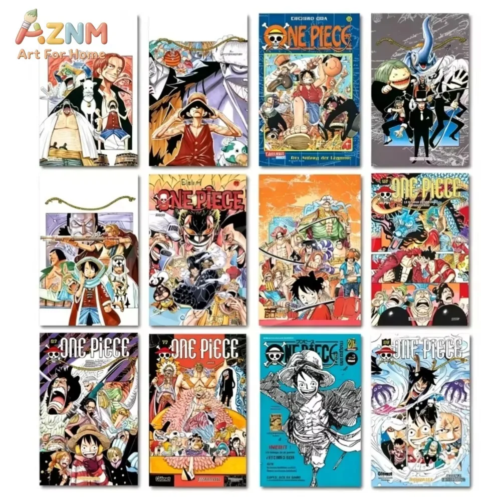 AZNM Unframed Canvas Print One Piece Anime Manga Wall Art Luffy Characters Poster Home Decor