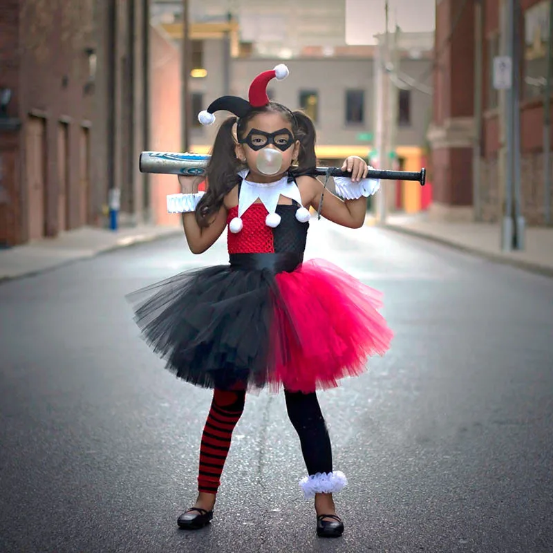 Palhaço infantil Fato, Vestido de circo Tutu com bandana, Aniversário infantil, Dia das Bruxas, Festa de Natal, Cosplay, Meninas