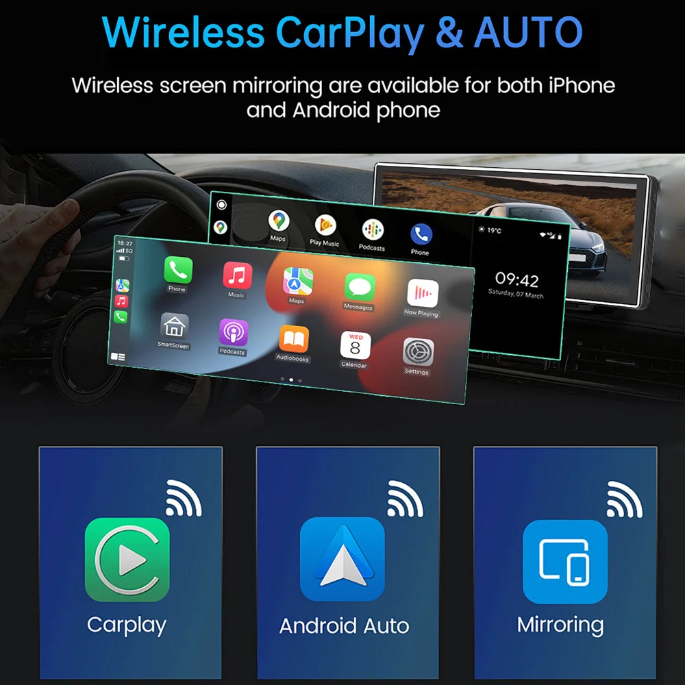 JIUYIN 11.26 inch 4K HD DVR Universal Car Radio Multimedia Navigation Wireless CarPlay Apple Android Auto Mirror Music Player