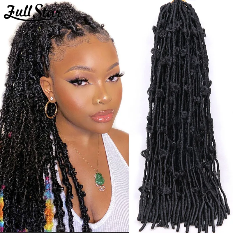 เต็มรูปแบบผีเสื้อ Faux Locs Crochet เทพธิดา Braids Pre Looped Distressed ผีเสื้อนุ่ม Locs โครเชต์ Dreadlocks ผมสังเคราะห์