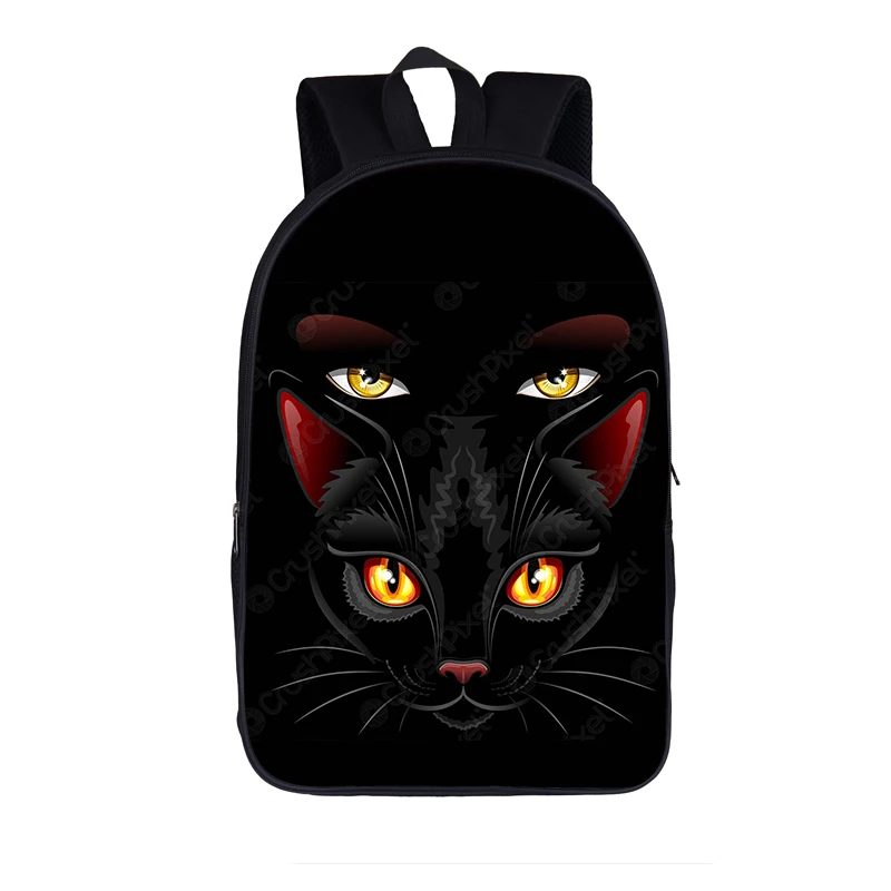 Witch Black Cat Print / 666 Baphomet Backpack Men Women Witchcraft / Voodoo Doll Shoulder Bags Teenager Children School Bags