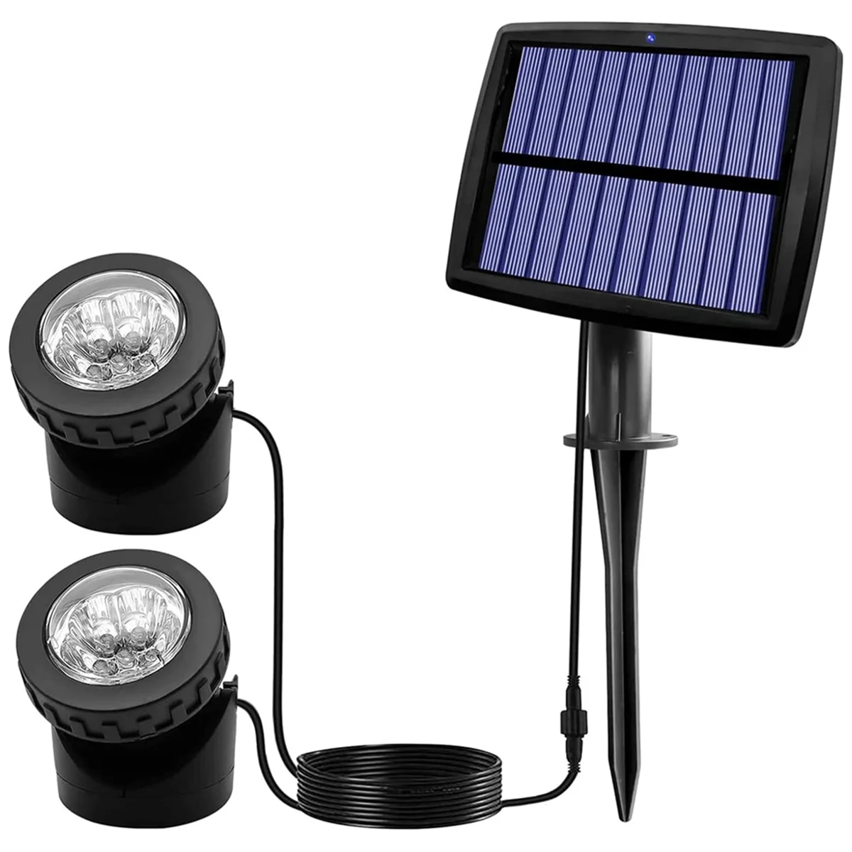 

Solar Pond Spotlights, LED Solar Underwater Lights with Dual Head Waterproof Submarine Landscape Spotlight Lighting A