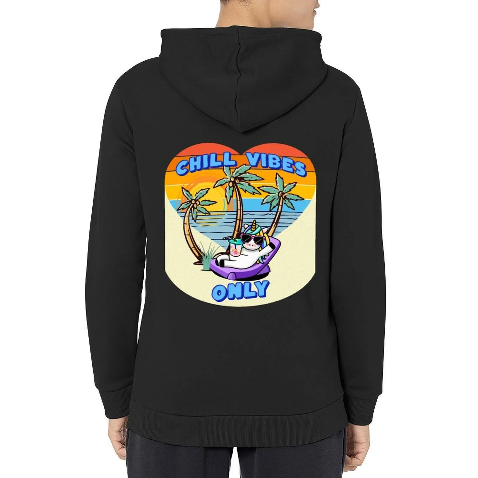 

Chilled Vibes Only Rainbow Unicorn Hoodie men's sweat-shirt men's winter sweater aesthetic clothing men wear man hoodie