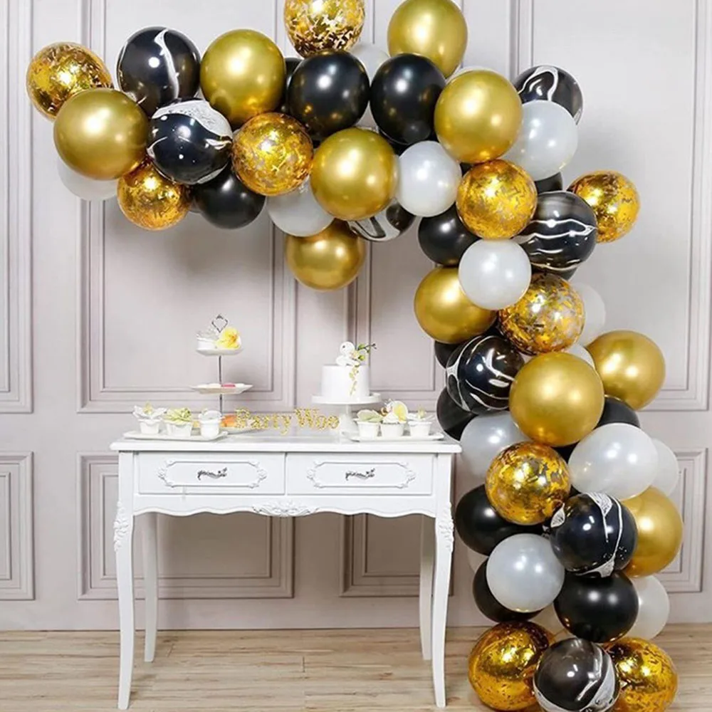 30 pcs 12-inch Latex Balloons Gold Long Sequin Balloon Set Birthday Party Holiday Event Graduation Ceremony Decoration Balloons