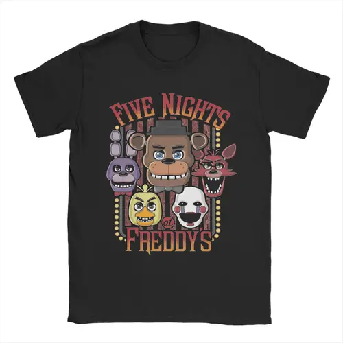 Camisetas FNAF At Freddys para hombre, camiseta de Humor de algodón puro, camisetas de cuello redondo, camisetas de manga corta de talla grande