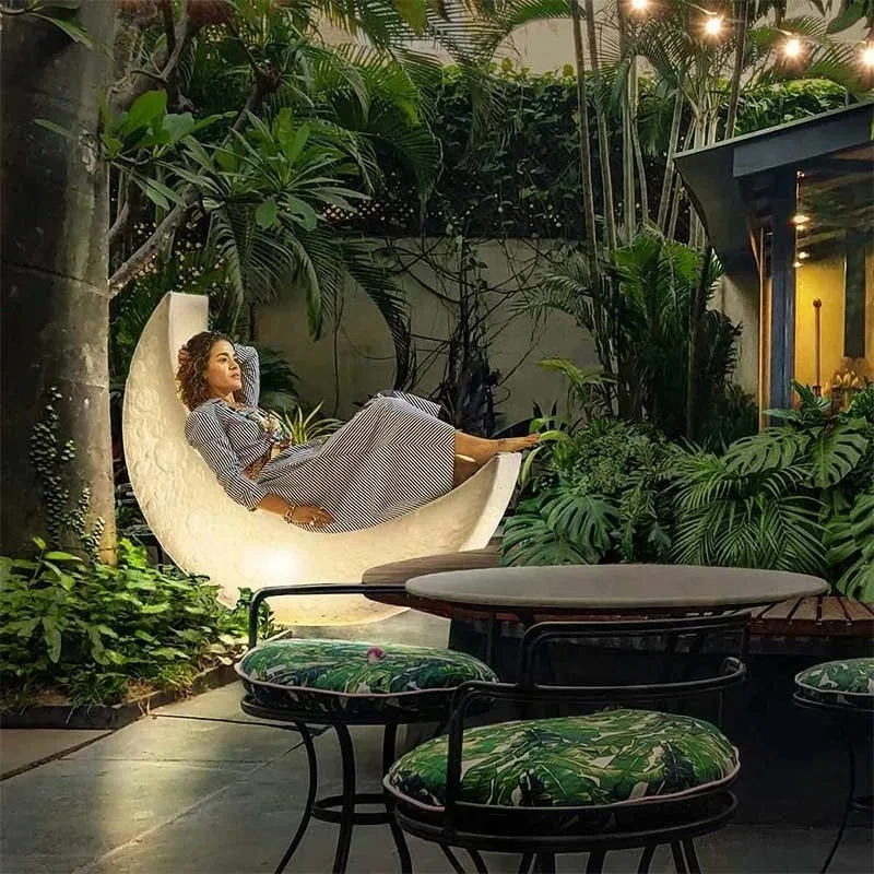 Luminous Moon Lamp Courtyard Lounge Chair Crescent Lighting Atmosphere Floor Lamp Designer Terrace Outdoor Light Sofa Chair