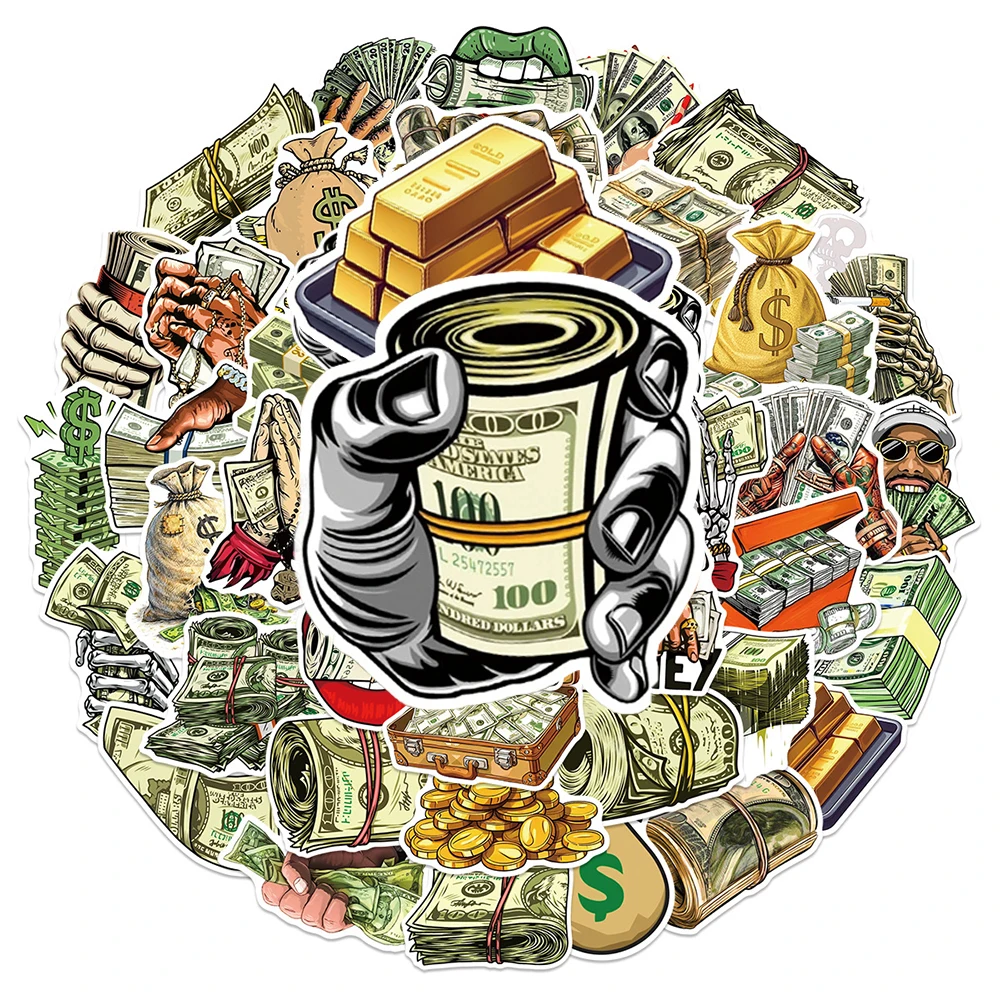

10/30/50pcs Cool Dollar Money Currency Stickers Personalized Graffiti Decals DIY Laptop Phone Guitar Motorcycle Cartoon Sticker