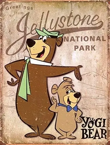 Metal Tin Sign Decor Iron Painting gellystone national park yogi bear Farm vintage art deco