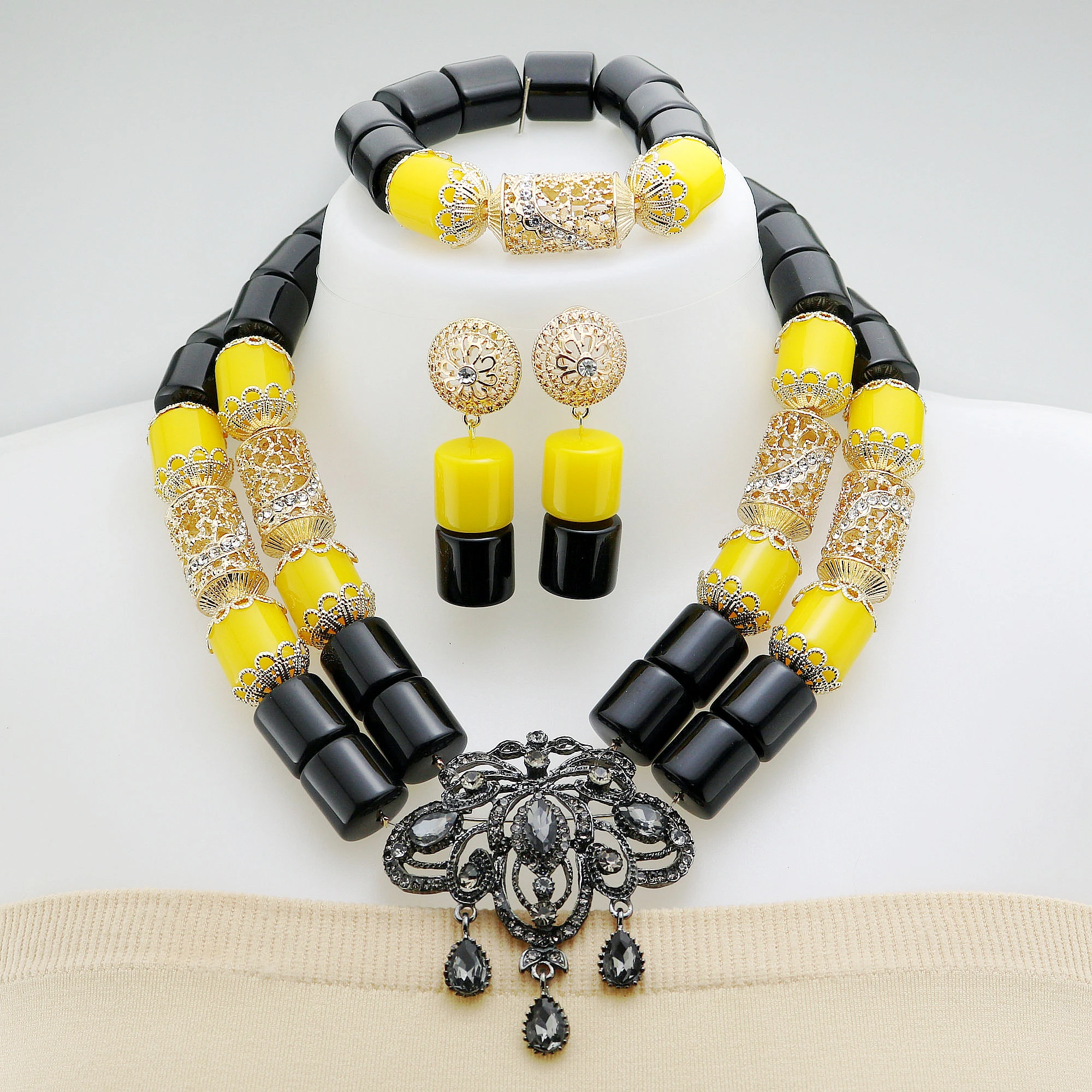 New Design African Wedding Jewelry Set High Quality Resin Women Necklace Nigeria Bride Party Gift Z1183,0.3