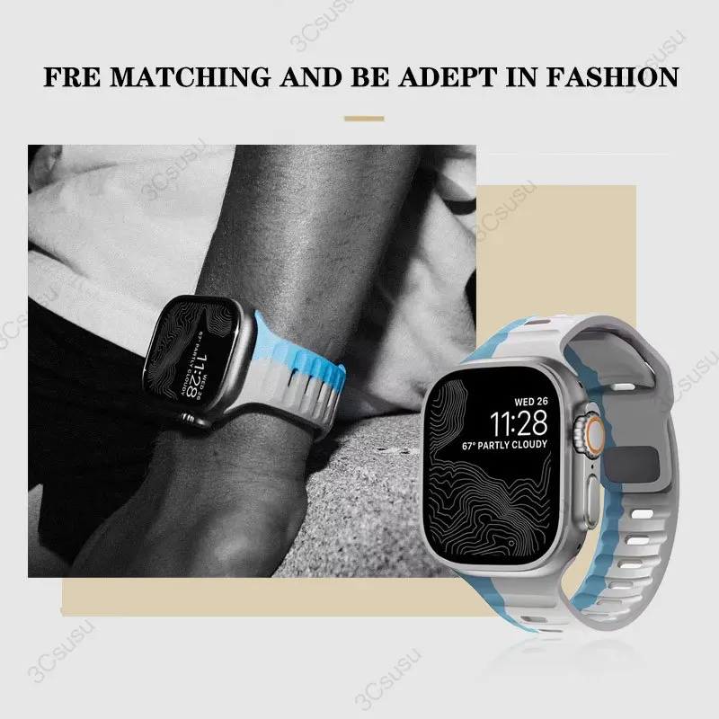 Силиконовый ремешок для Apple watch Ultra2 band 9 8 7 6 SE 5 4 40 мм 44 мм 41 мм 45 мм 49 мм, браслет для i watch series 1/2/3 38 мм 42 мм