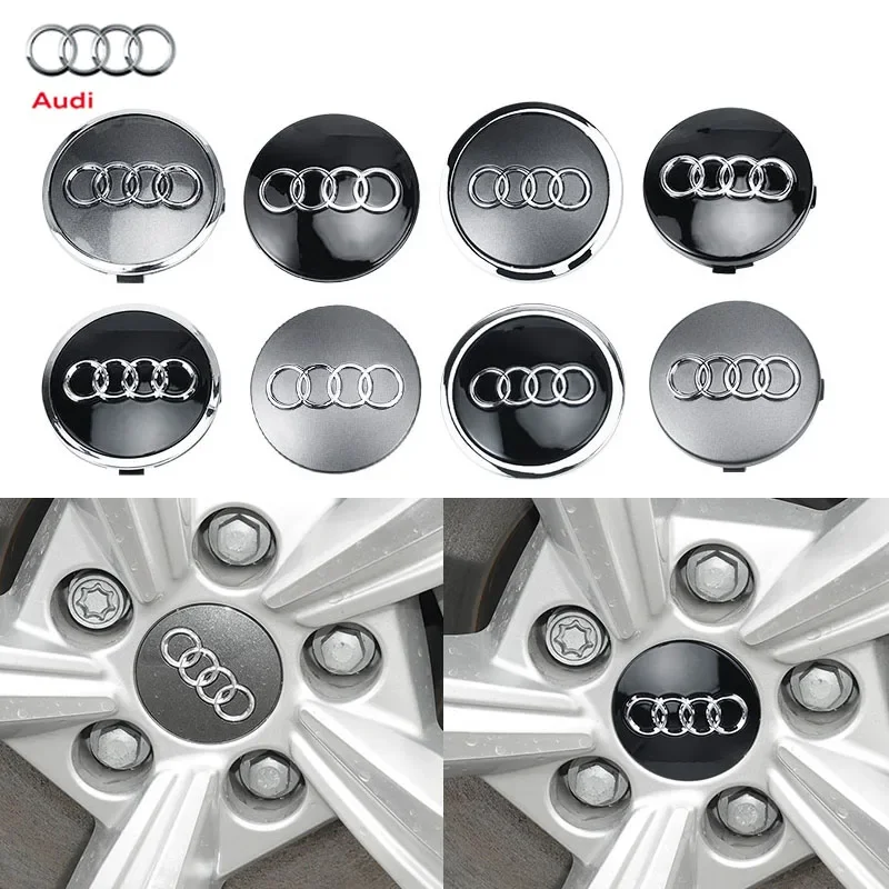 60/61/68/69mm Audi Car Wheel Center Cap Emblem Hub Covers Badge For Audi A8 A5 A6 C5 C6 C7 A7 A3 A4 B5 B6 B7 B8 B9 Q3 Q5 Q7 TT