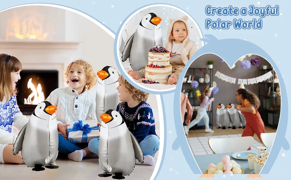 2 Stück 19 Zoll Gehende Pinguin-Folienballons Familienfeier Haustier-Party Geburtstagsfeier-Zubehör Gehende Tier-Heliumballons – Detail 4