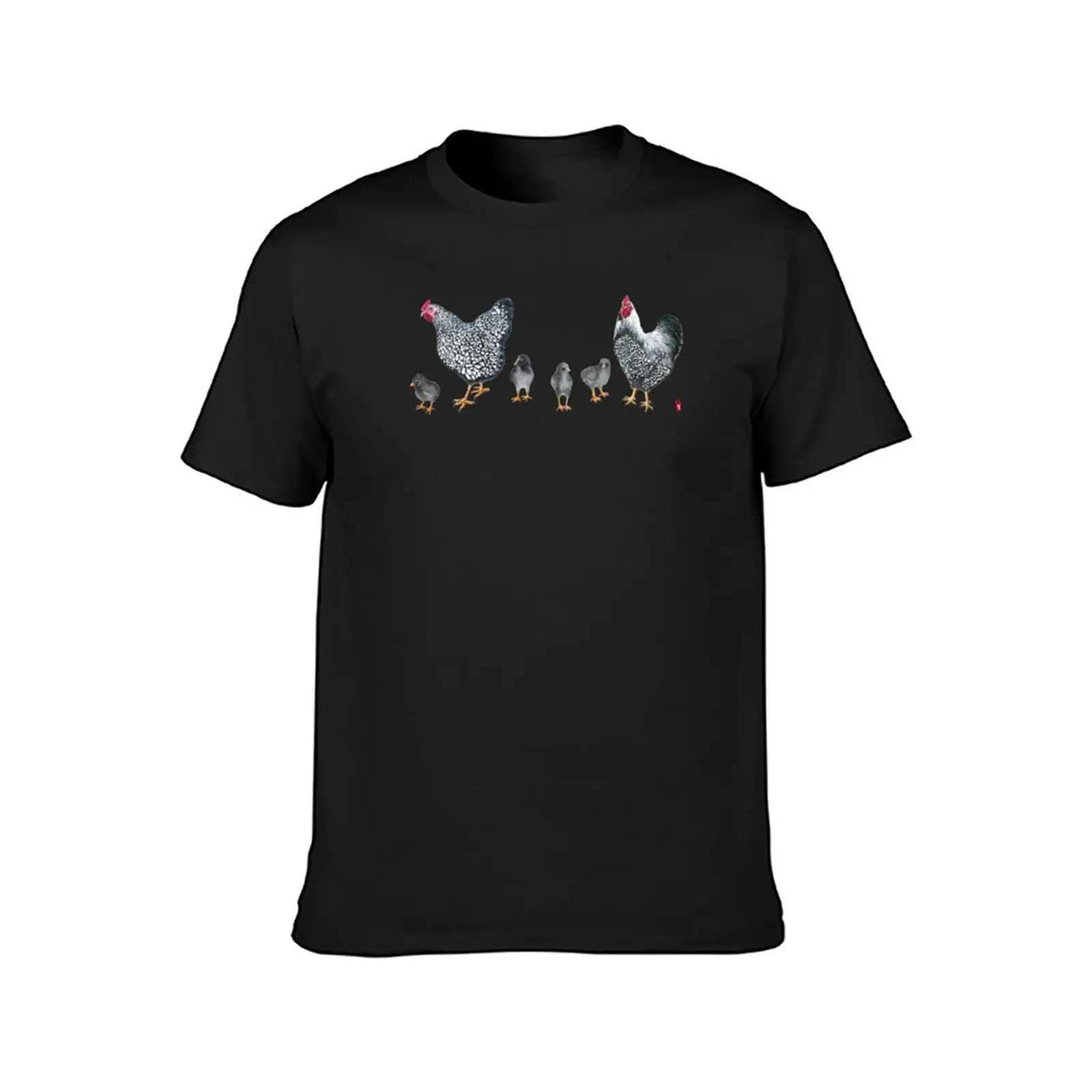 Black Laced Silver Wyandotte Chicken Family T-Shirt graphics funnys Aesthetic clothing korean fashion men clothings