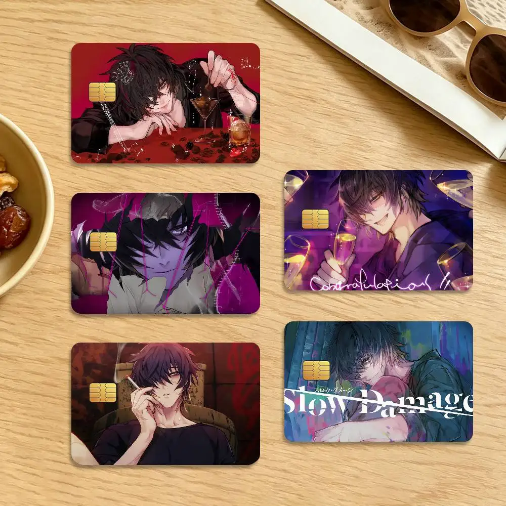 Game S-Slow D-Damage Towa 4Pcs Waterproof Scratch Resistant Card Skin Stickers Fashion Decorative for Credit Debit Bank