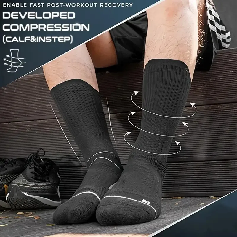 1/4 Pairs Men Sports Socks Cushioning 4.0 Technology Odor Proof Sweat Absorbing Breathable Running Basketball Compression Socks﻿