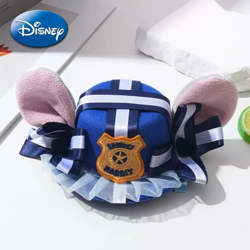 

Disney Zootopia Hair Clip Judy Police Officer Hat Style Cartoon Cute Top Hat Rabbit Ear Ribbon Children Girl Hair Accessory Gift