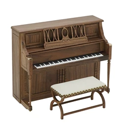 1/6 doll house miniature toy solid wood upright piano piano stool set（Attached piano score）