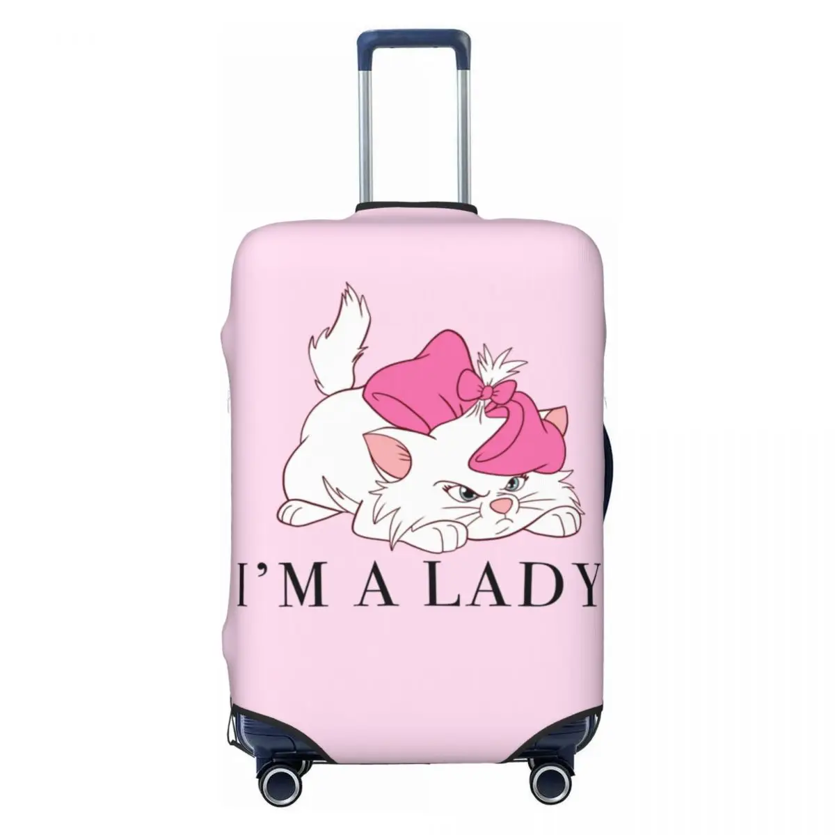

Custom Cute Baby White Angry Kitty With Pink Bows Luggage Cover Protector Funny Marie Cat Travel Suitcase Covers for 18-32 Inch