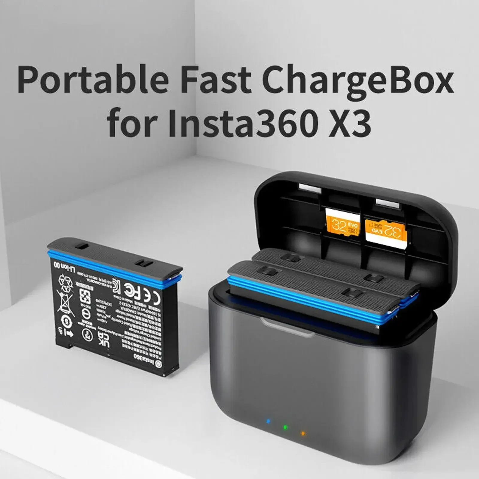 aMagisn Fast Battery Charger Hub for Insta360 X3(Batteries No Included),Quick Portable 2 Channel Battery Charge,X3 Accessories