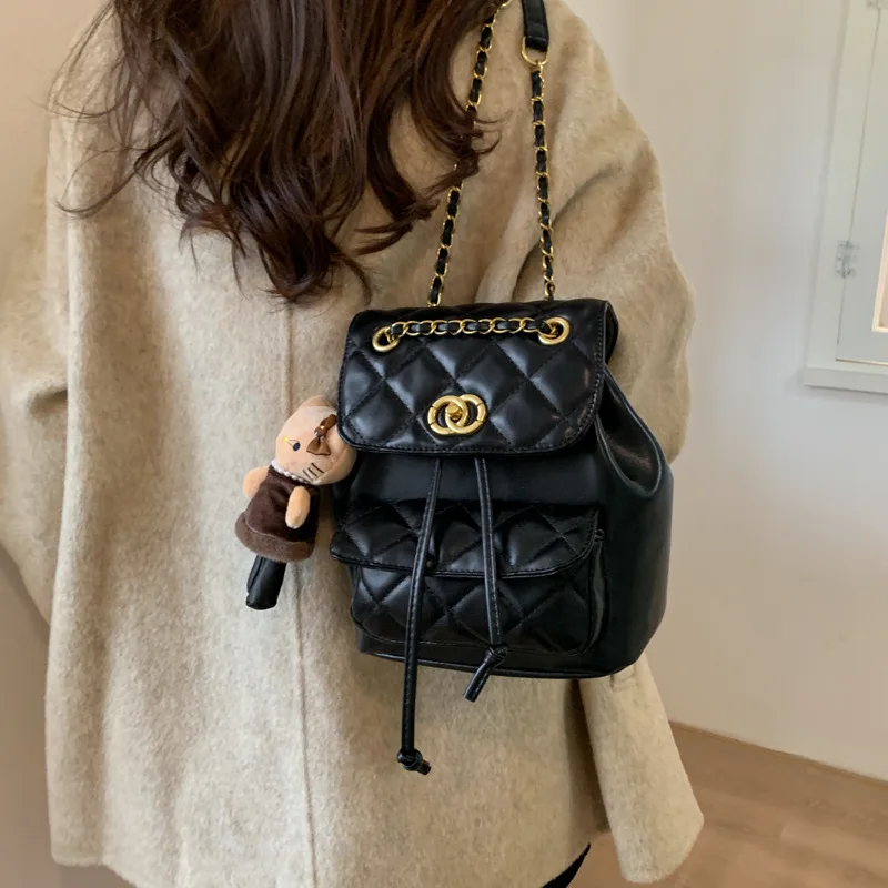 ‌ Sac à dos matelassé à sangle en chaîne, sac seau chic pour femmes, sac à dos décontracté à la mode pour les voyages et le travail, 2025