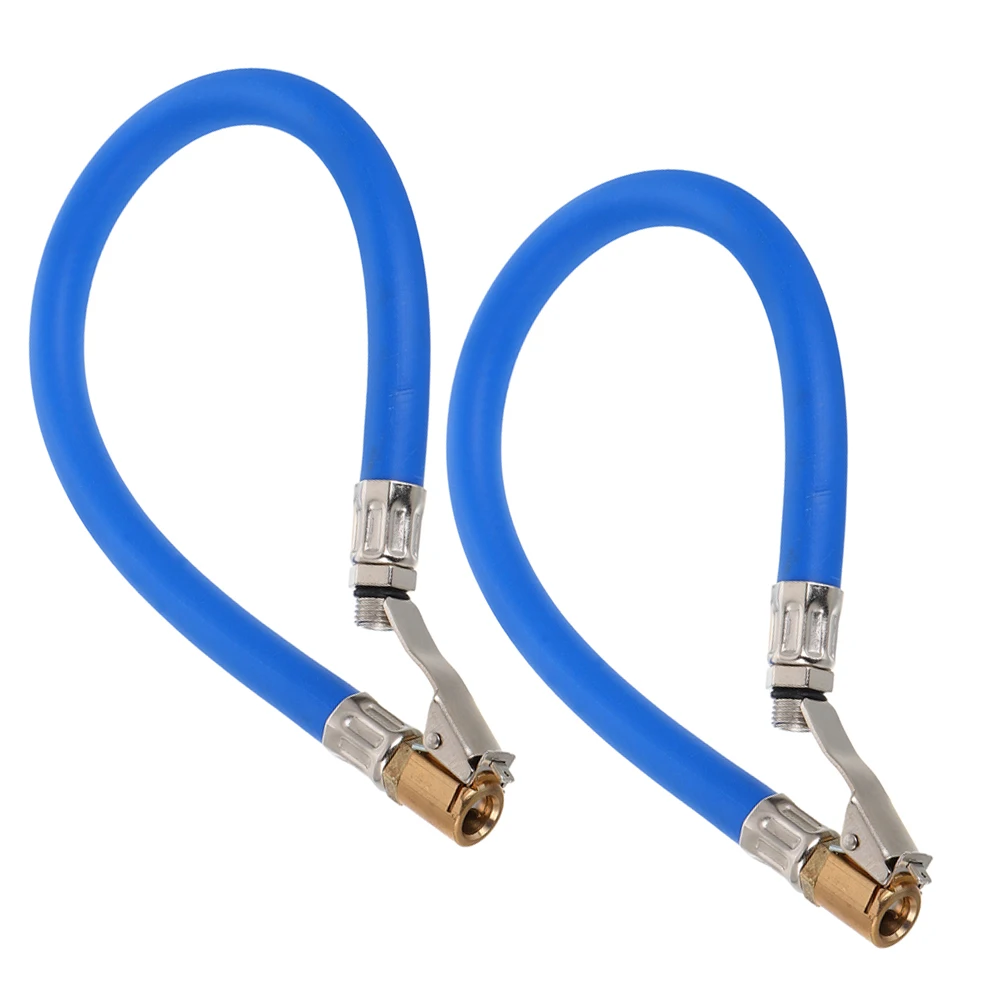 

2pcs Tire Inflator Hose Kit Blue Rubber For Car Motorcycle Bike Air Pump Female Head Hose Replacement Repair Tool