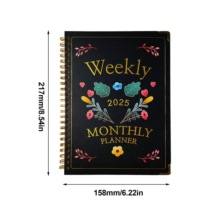 دفتر تقويم التخطيط 2025 مخطط يومي 8.5X6.2 بوصة دفتر سجل غلاف فني منظم شهري دفتر إدارة الوقت