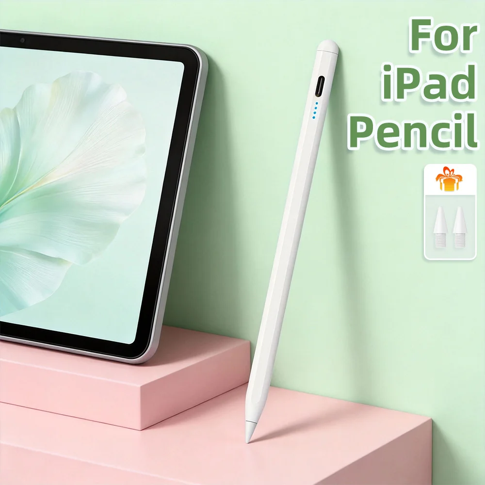 

Стилус с магнитным креплением для Apple iPad, активный стилус с функцией Palm Rejection, аксессуар для iPad Pencil, совместим с моделями Pro, Air, Mini 2018-2025 годов