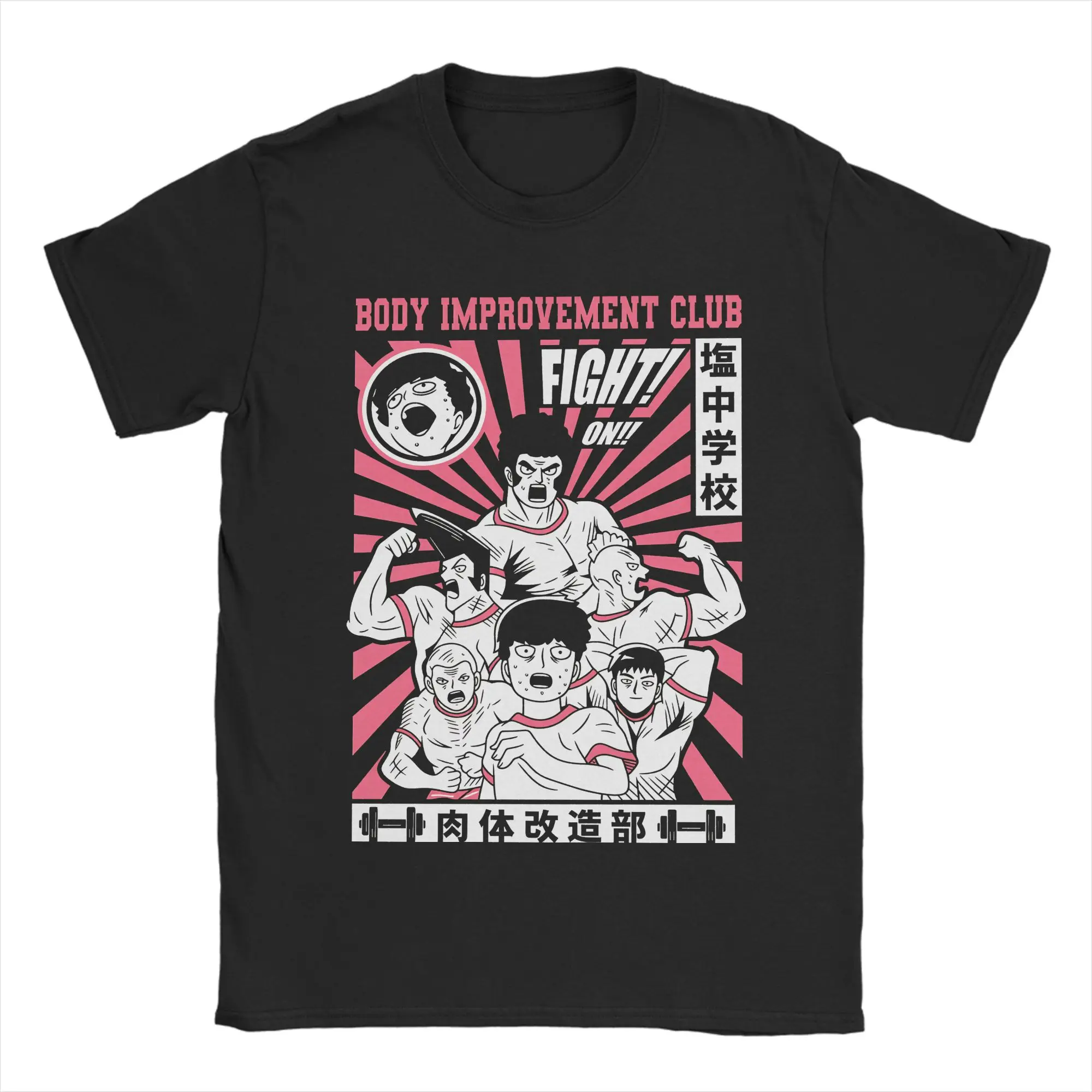 Mob Psycho 100 Club T-Shirt for Men  Crazy Pure Cotton Tee Shirt Round Neck Short Sleeve T Shirt Classic Clothing