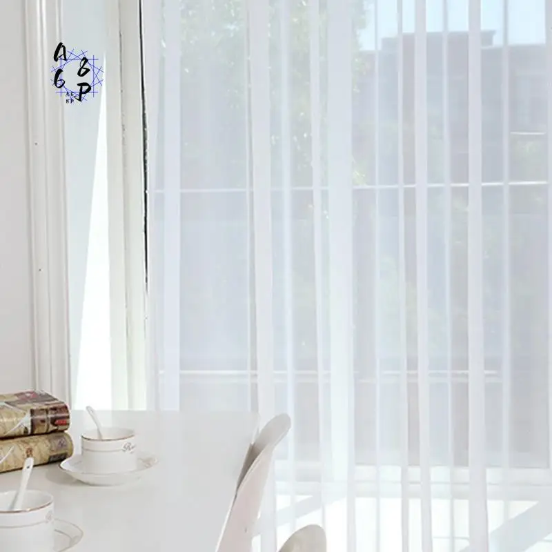 

A68P-2Pcs Super Soft Great Hand Feeling White Tulle Curtains For Living Room Decoration Modern Veil Chiffon Solid Sheer Voile