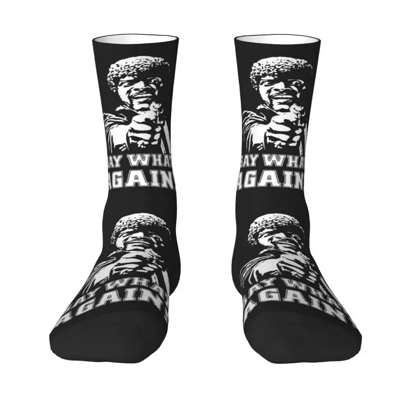 Novelty Print Movie Pulp Fiction Jules Winnfield Socks for Women Men Stretchy Summer Autumn Winter Quentin Tarantino Crew Socks