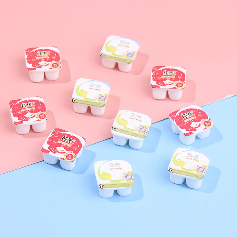 10pc 1/12 Simulation 3D Mini Yogurt Resin Cabochon Flatback Fit Phone Decoration DIY Scrapbooking Dollhouse Play Accessories