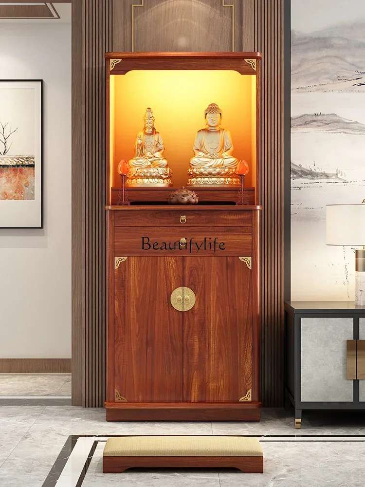 

*FG44Solid Wood Buddha Niche Altar Buddha Shrine God of Wealth Cabinet Clothes Closet Light Luxury Altar