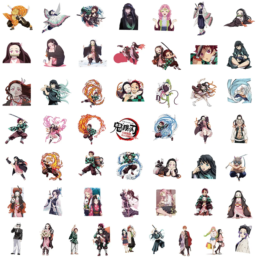 Pegatinas de grafiti de Demon Slayer para niños, calcomanía bonita de Anime para álbum de recortes, teléfono, portátil, equipaje, monopatín,