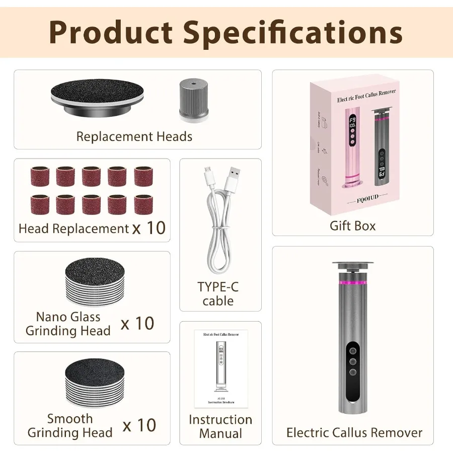 مبرد قدم كهربائي 2 في 1 مع سرعة قابلة للتعديل و9 إعدادات للسرعة لإزالة مسامير القدم الفعالة تتضمن أقراص ورق الصنفرة و