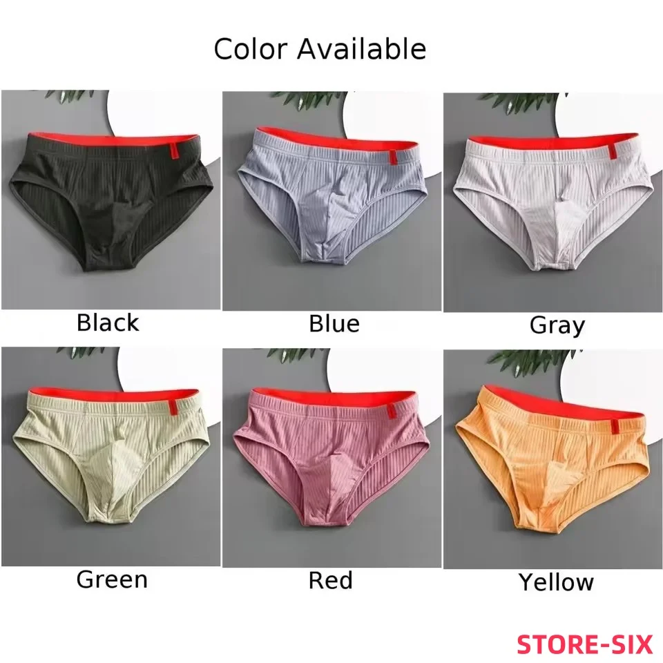 

Men's Briefs Mid Waist Elastic Soft Comfortable Anti-septic U Convex Striped Solid Color Casual Men Underpants Underwear Men