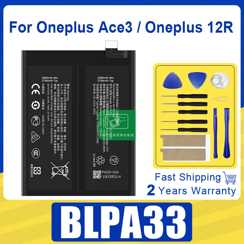 

New Battery BLPA33 5500mAh For Oneplus Ace3 Oneplus 12R Mobile Phone Batteries+Free Tools