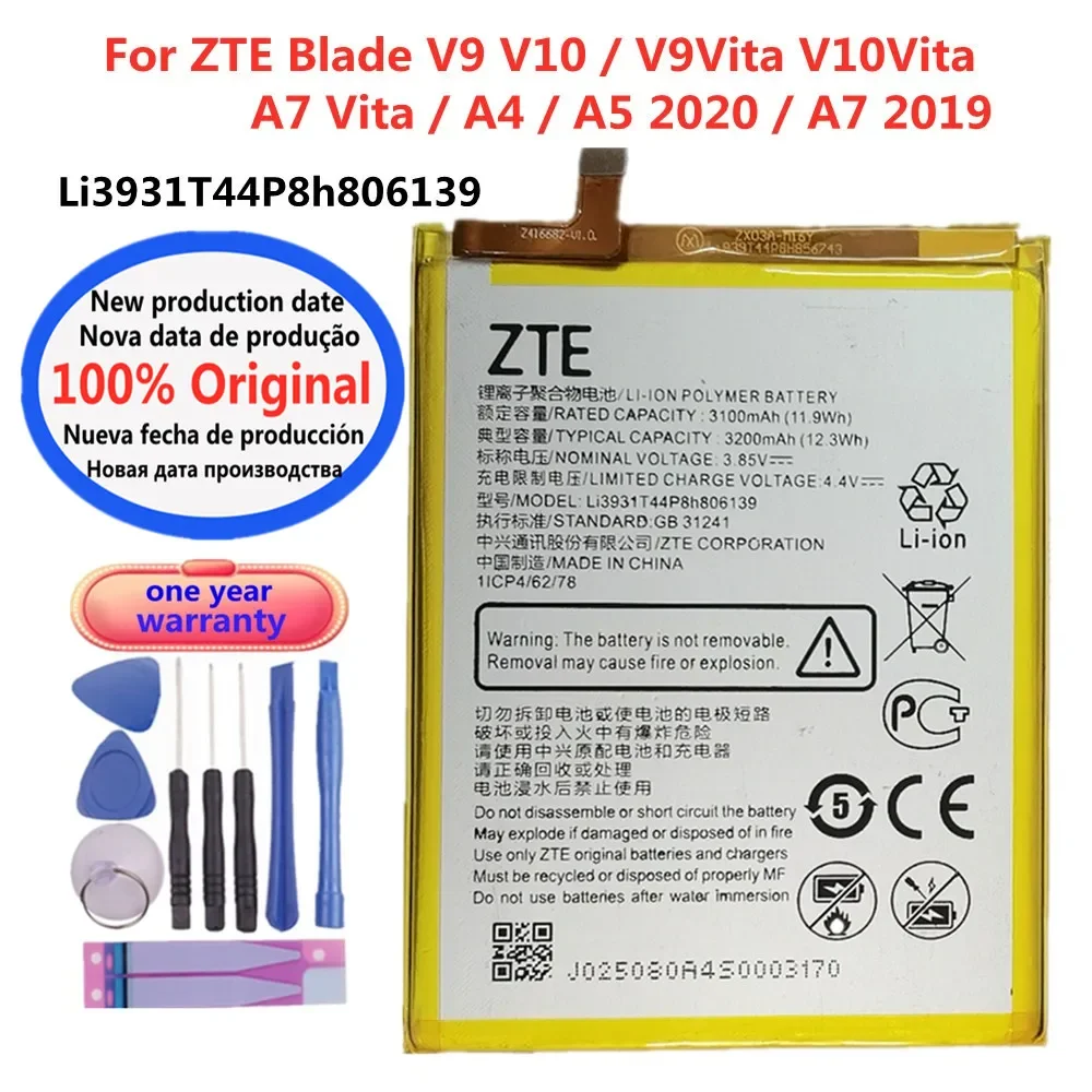 

Li3931T44P8h806139 3200mAh Original Battery For ZTE Blade V9 V10 V9Vita V10Vita A7 Vita A4 A5 2020 Phone Battery Bateria