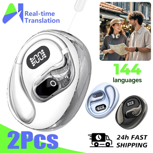 Auriculares con traducción en tiempo Real, auriculares con traductor de 144 idiomas, auriculares inalámbricos Bluetooth 5,4 para viajes de oficina y negocios