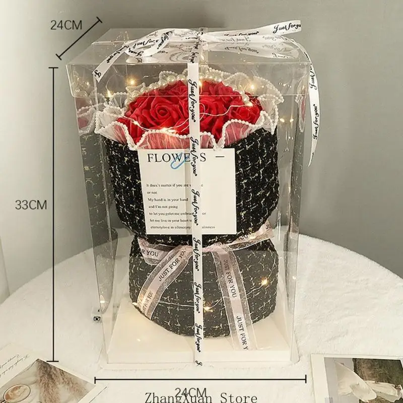 Romantische Rosensträuße aus roter Seife, handgefertigte Blumen für Zuhause, Tischdekoration, Valentinsüberraschung, 3 x – Detail 6