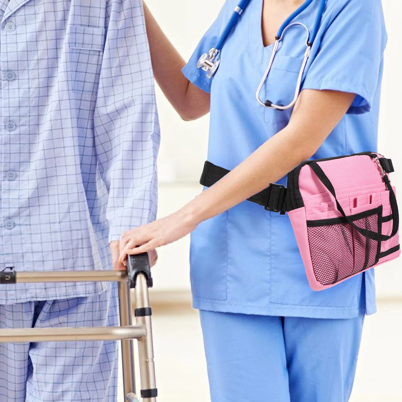 

s Nurse Waist Bag Pink Tool Belt Large Capacity Storage Pouch Durable Nurse Fanny Pack for Hospitals Clinics Home Use