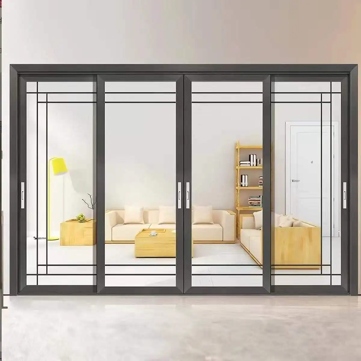 Affordable Living Room Multi Panel Sliding Door Space Saving Design Manual Aluminum Glass Doors Anti Clamp Hand Sliding Doors