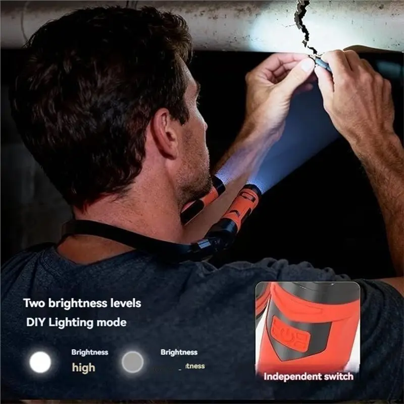 CHCH LED Neck Light Rechargeable Magnetic Hands Free Work Flashlight For Outdoor Camping Mechanics& DIY