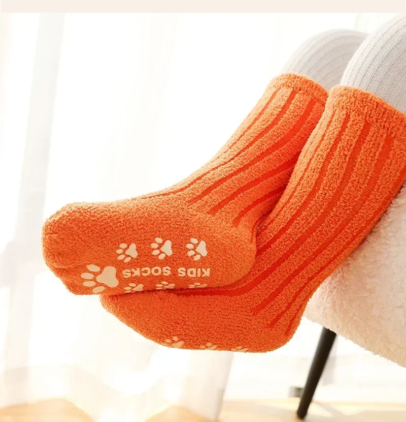 Winter Warm Baby Calf Sock Simplicity Solid Color Cat Calf Sock for Toddler Boy Girl Indoor Autumn Newborn Non-slip Floor Socks