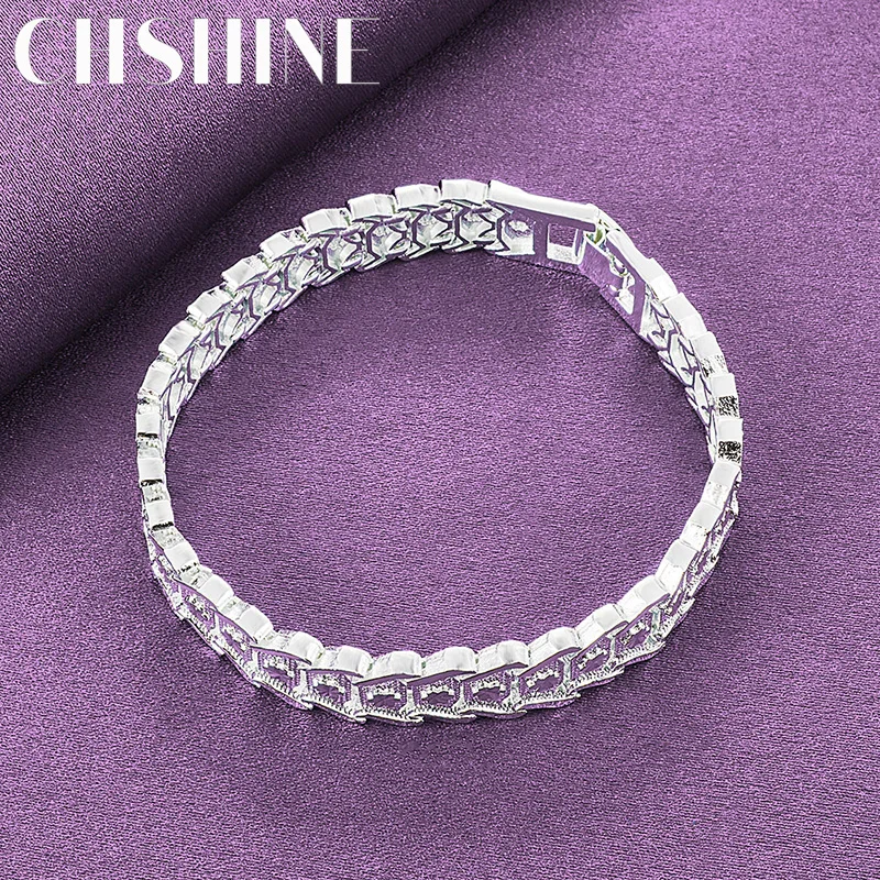 CHSHINE 925 Sterling Silver Watch Strap Bracelet For Women Men Wedding Engagement Party Fashion Charm high quality Jewelry