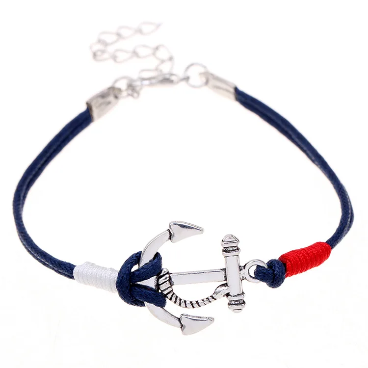 Hot selling blue anchor nautical rope bracelet for unisex jewelry mens bracelet  couple bracelet