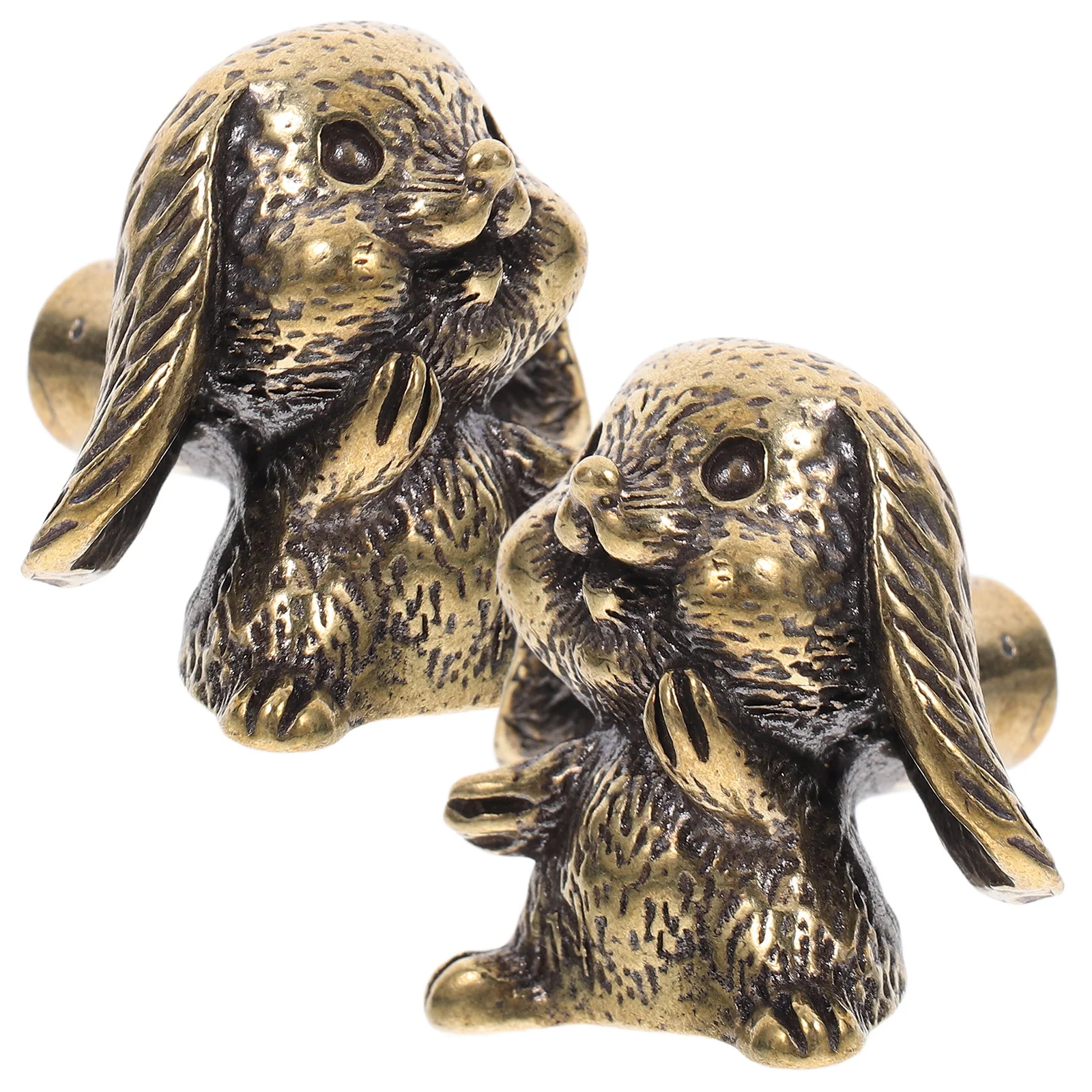 

2Pcs Creative Smiling Lop-Eared Rabbit Brass Door Handles Vintage Cabinet Knobs Unique Animal Drawer Pulls Home Decor