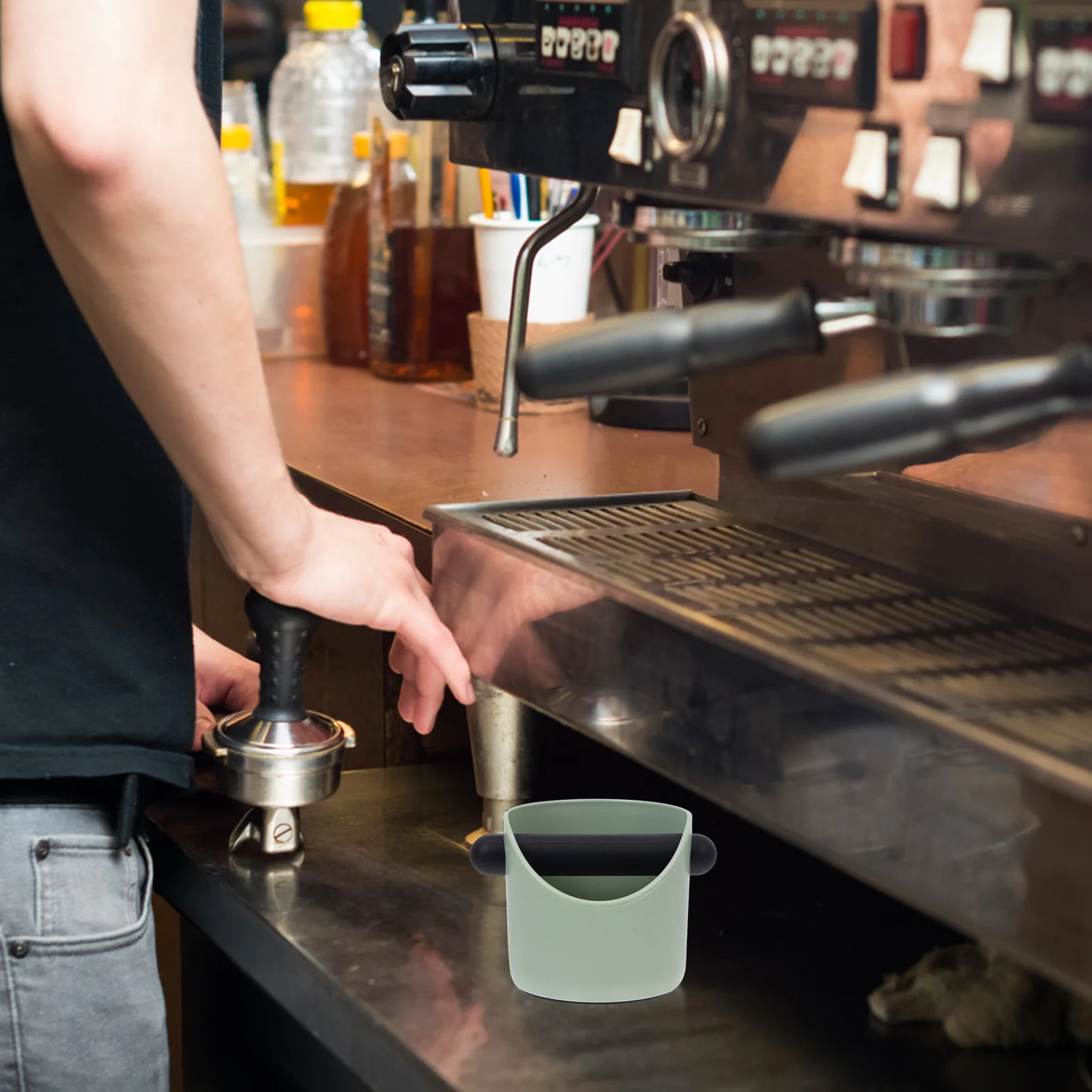 

Coffee Ground Bucket Beating Stick Silicone Cylinder Shaped Stirring Tool Espresso Garbage Can Accessory Practical Functionality