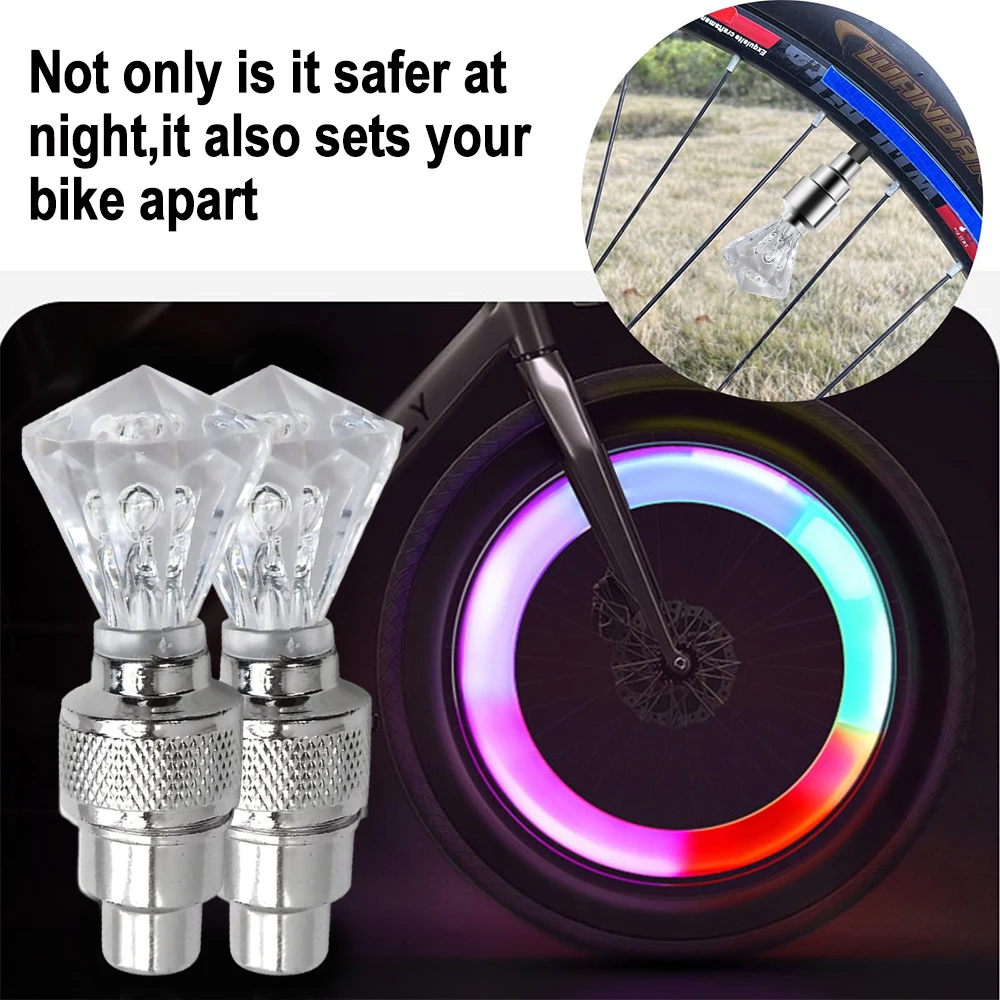 1 Pair Bicycle Lights Motion Sensor LED Lights Road MTB Bike Tire Valve Caps Wheel Spokes Light Bicycle Accessories Neon Flash