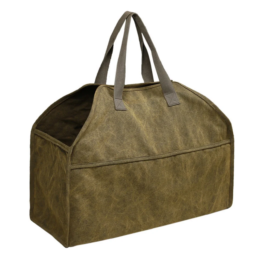 1pc Porable Storage Bag Large-capacity Firewood Storage Bag Handle Canvas Bag Firewood Bag Log Carrier Bag